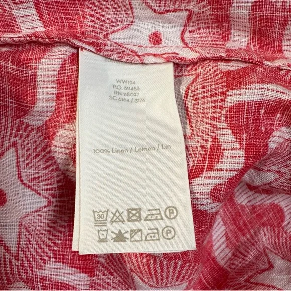 Boden Linen Dress Size 6 Long red Stars Print 100% Linen Washable 4th of July - Picture 5 of 11